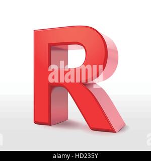 3d red letter R isolated on white background Stock Vector