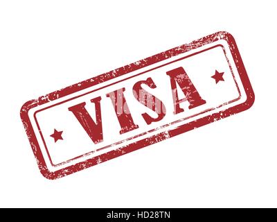 stamp visa in red over white background Stock Vector