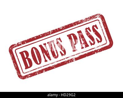 stamp bonus pass in red over white background Stock Vector
