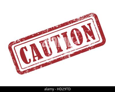 stamp caution in red over white background Stock Vector