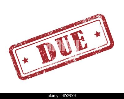 stamp due in red over white background Stock Vector