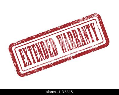stamp extended warranty in red over white background Stock Vector