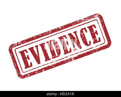 stamp evidence in red over white background Stock Vector