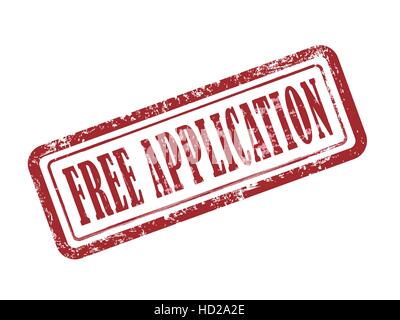 stamp free application in red over white background Stock Vector