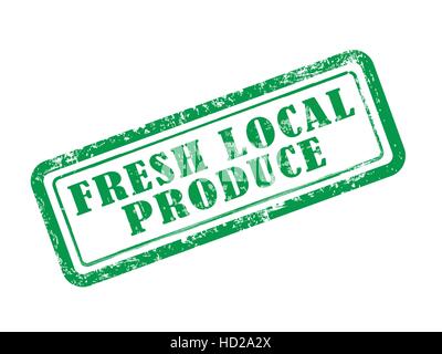 stamp fresh local produce in green over white background Stock Vector