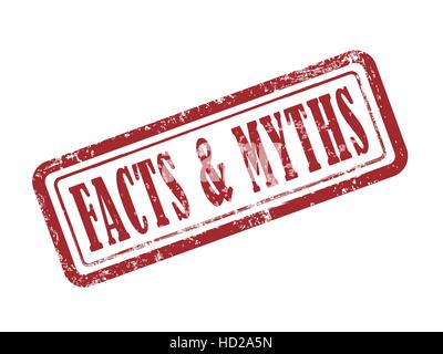 stamp facts and myths in red over white background Stock Vector