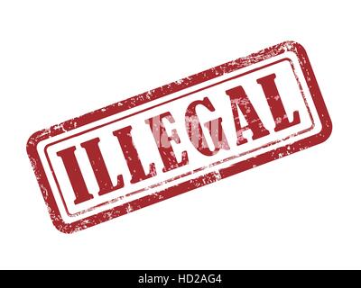 stamp illegal in red over white background Stock Vector