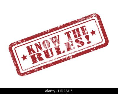 stamp know the rules in red over white background Stock Vector