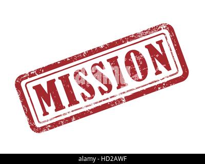 stamp mission in red over white background Stock Vector