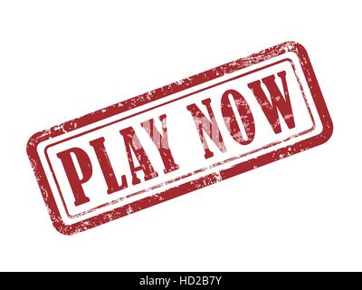 stamp play now in red over white background Stock Vector