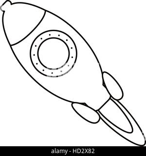 rocket startup launching outline Stock Vector