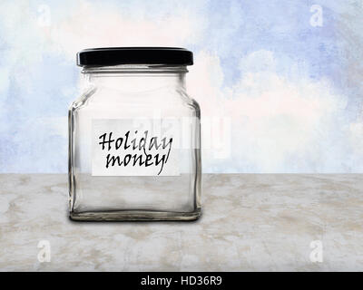 Empty jar. No holiday money - could be vacation or festive season. Stock Photo