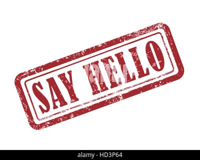 stamp say hello in red over white background Stock Vector