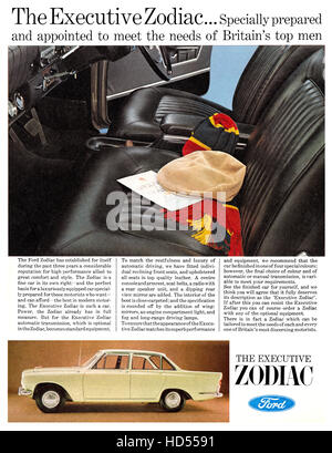 1965 British advertisement for the Ford Zodiac Stock Photo