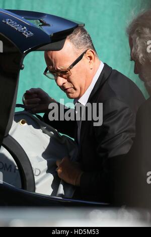 Tom Hanks seen arriving at the ABC studios for Jimmy Kimmel Live  Featuring: Tom Hanks Where: Los Angeles, California, United States When: 09 Sep 2016 Stock Photo