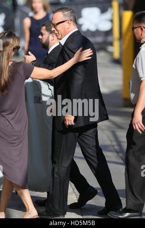 Tom Hanks seen arriving at the ABC studios for Jimmy Kimmel Live  Featuring: Tom Hanks Where: Los Angeles, California, United States When: 09 Sep 2016 Stock Photo