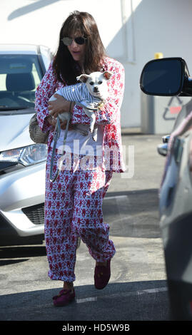 Selma Blair takes her pooch to CVS wearing a colorful pants and jacket  Featuring: Selma Blair Where: Los Angeles, California, United States When: 10 Sep 2016 Stock Photo