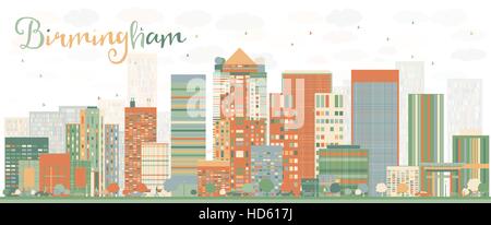 Abstract Birmingham Skyline with Color Buildings. Vector Illustration. Business Travel and Tourism Concept with Modern Architecture. Stock Vector