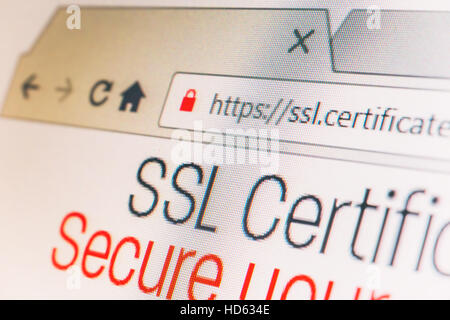 Https url address and lock symbol during SSL connection Stock Photo