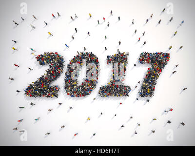 3D Rendering of happy new year 2017 Stock Photo