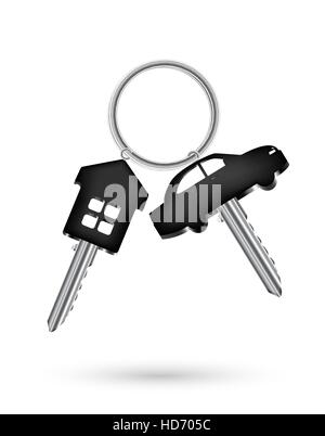real steel house home and car key Stock Vector
