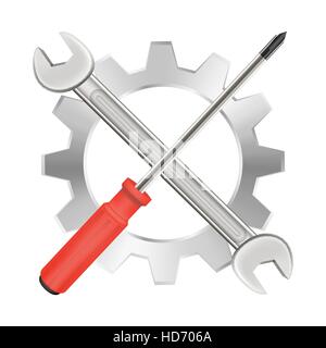 screwdriver wrench and gear repair logo Stock Vector