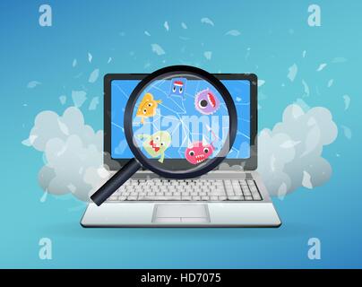 virus found on a broken laptop Stock Vector