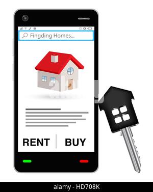 smartphone with rent or buy house on screen Stock Vector