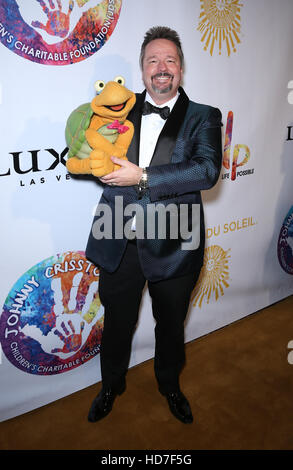 Criss Angel HELP gold carpet at The Luxor  Featuring: Terry Fator Where: Las Vegas, Nevada, United States When: 13 Sep 2016 Stock Photo