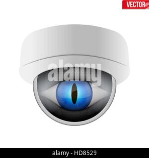 CCTV security camera with reptile eye. Stock Vector