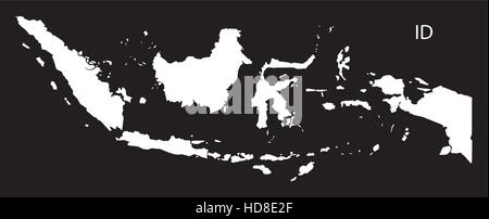 Indonesia provinces Map black and white illustration Stock Vector Image ...