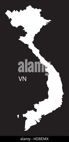 Vietnam Map black and white illustration Stock Vector