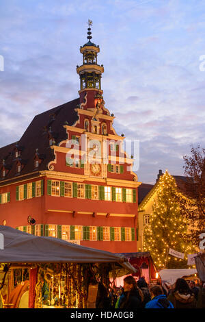 Esslingen am Neckar: Christmas market, town hall, market square, Region Stuttgart, Baden-Württemberg, Germany Stock Photo