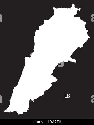 Lebanon Map black and white illustration Stock Vector