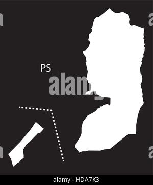 Palestine Map black and white illustration Stock Vector