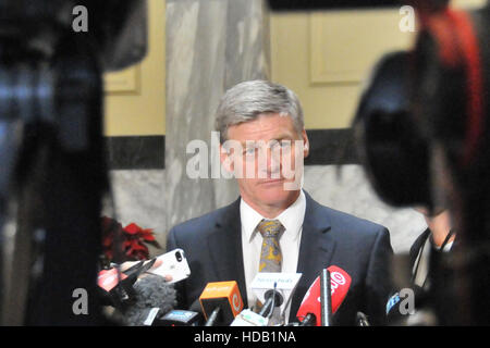 New York, USA. 12th Dec, 2016. File photo taken on Dec. 5, 2016 shows Bill English attending a press conference in Wellington, New Zealand. New Zealand's ruling center-right National Party on Dec. 12, 2016 confirmed that Bill English is replacing outgoing Prime Minister John Key, while the new Deputy Prime Minister will be Paula Bennett. © Su Liang/Xinhua/Alamy Live News Stock Photo