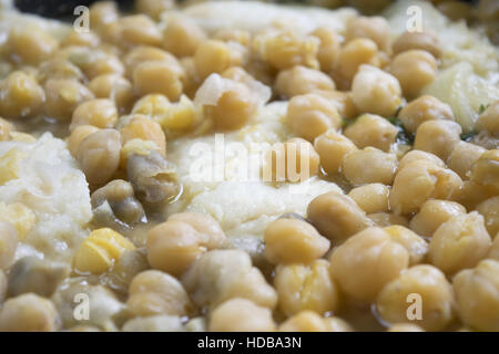 soup of salted cod fish and chickpeas Stock Photo