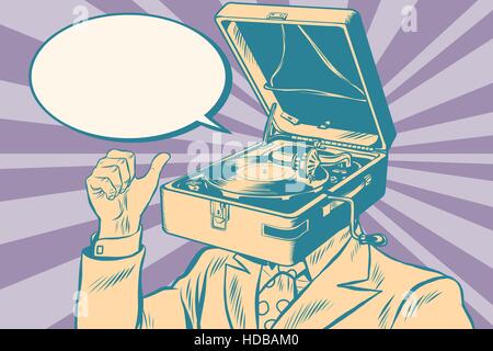 Gramophone man music playing Stock Vector