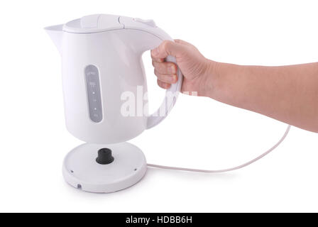 Modern electric kettle on white. Clipping path included. Stock Photo