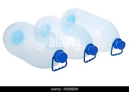 Three big bottles of water isolated on a white. Clipping path included. Stock Photo