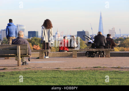 The view from Primrose Hill towards central London, on a sunny, Autumnal afternoon, in England, UK Stock Photo