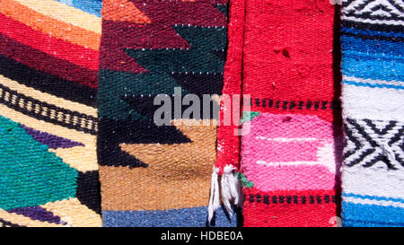 Colourful blanket display beach store Puerto Vallarta Mexico Stock Photo