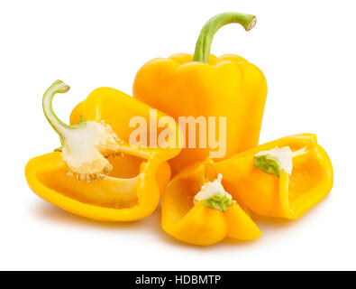 sliced yellow bell pepper isolated Stock Photo