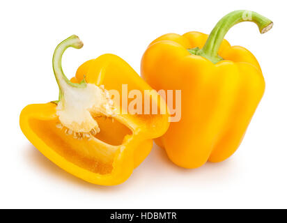 sliced yellow bell pepper isolated Stock Photo