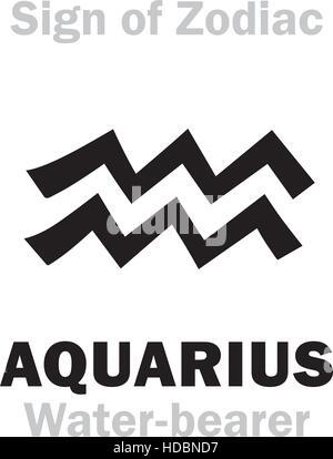 Astrology Alphabet: Sign of Zodiac AQUARIUS (The Water-bearer). Hieroglyphics character sign (single symbol). Stock Vector