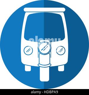 motor rickshaw transport tricycle blue circle Stock Vector