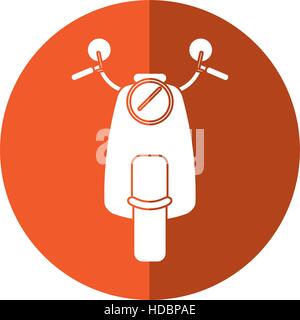 scooter motrocycle classic transport orange circle Stock Vector