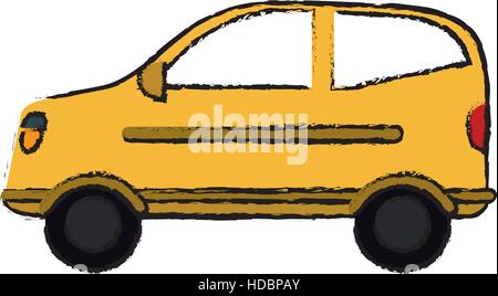 drawing hatchback car vehicle side view Stock Vector