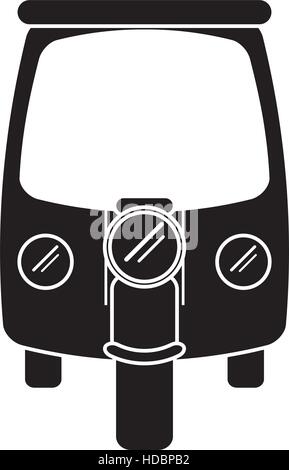 silhouette motor rickshaw transport tricycle Stock Vector