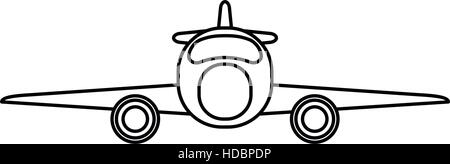 jet airplane private transport front view outline Stock Vector